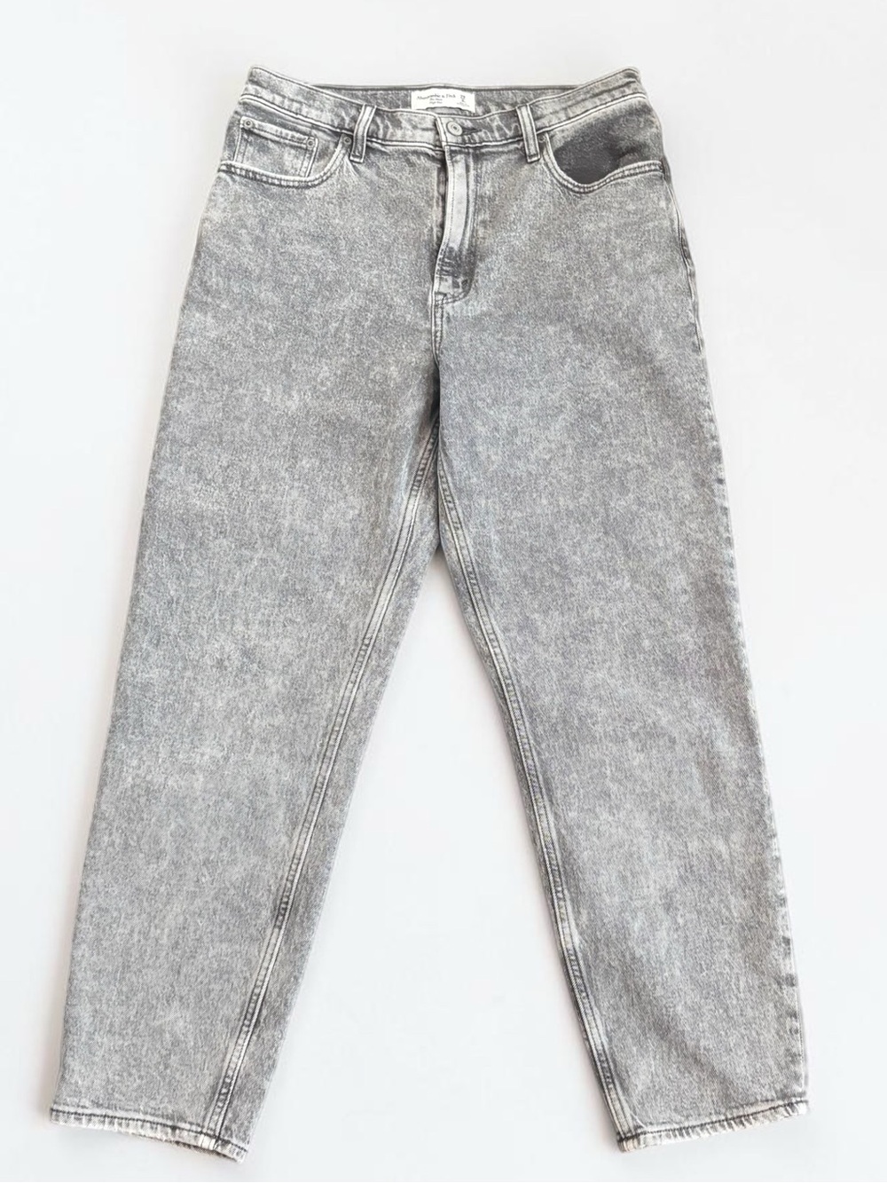 Abercrombie & Fitch The Mom High Rise Gray Acid Wash Jeans Women's 29